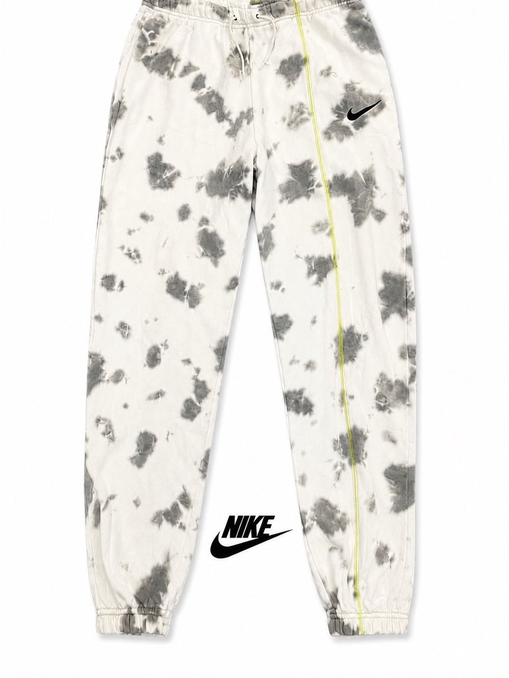 Nike Women’s Gray & White Joggers & neon yellow/lime stripe Small